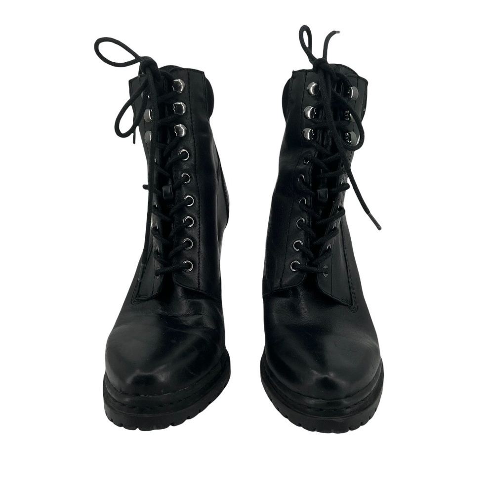 BCBGeneration Black Leather BG-Maude Block Heel Platform Boots Size 10 Women’s
